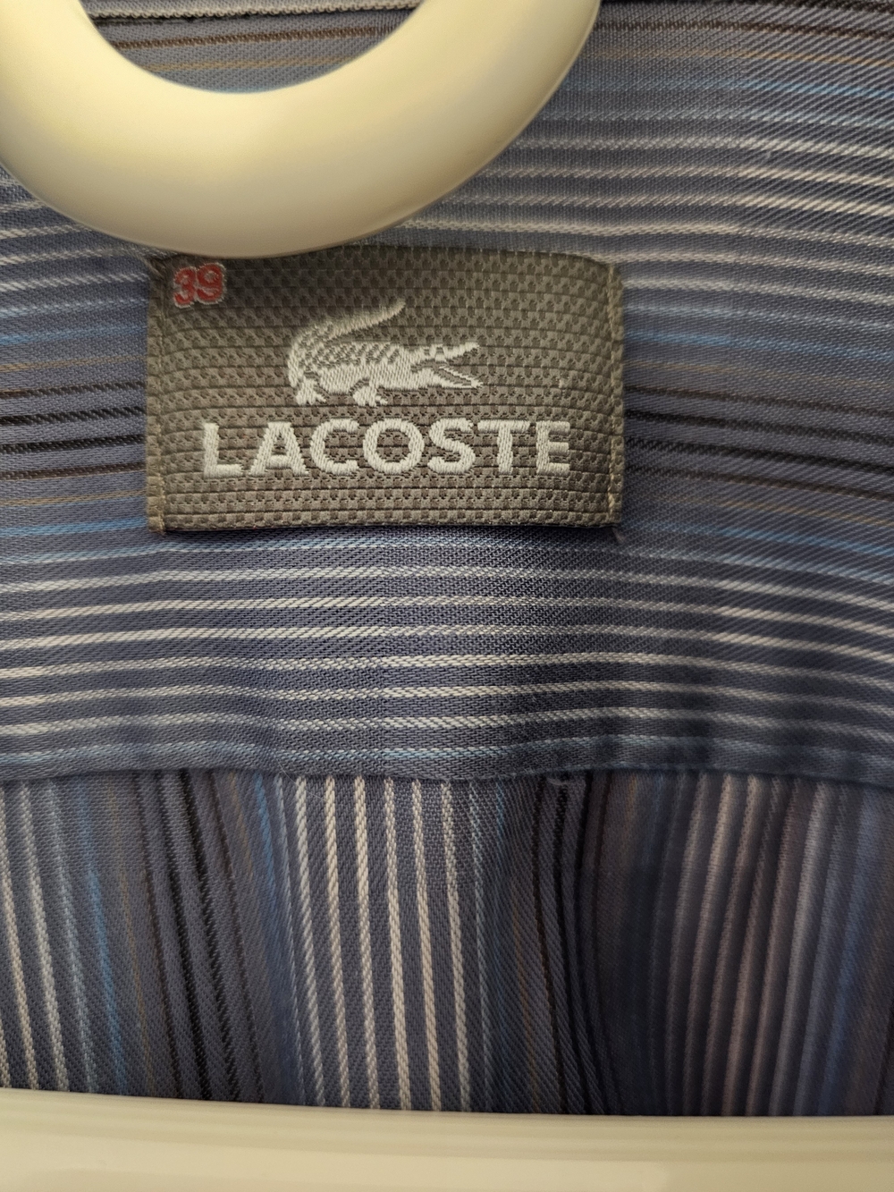 Lacoste Striped Button-Up Shirt in Blue